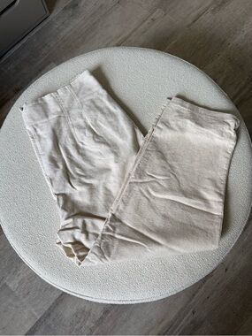Zara Cream linen super high waisted trousers